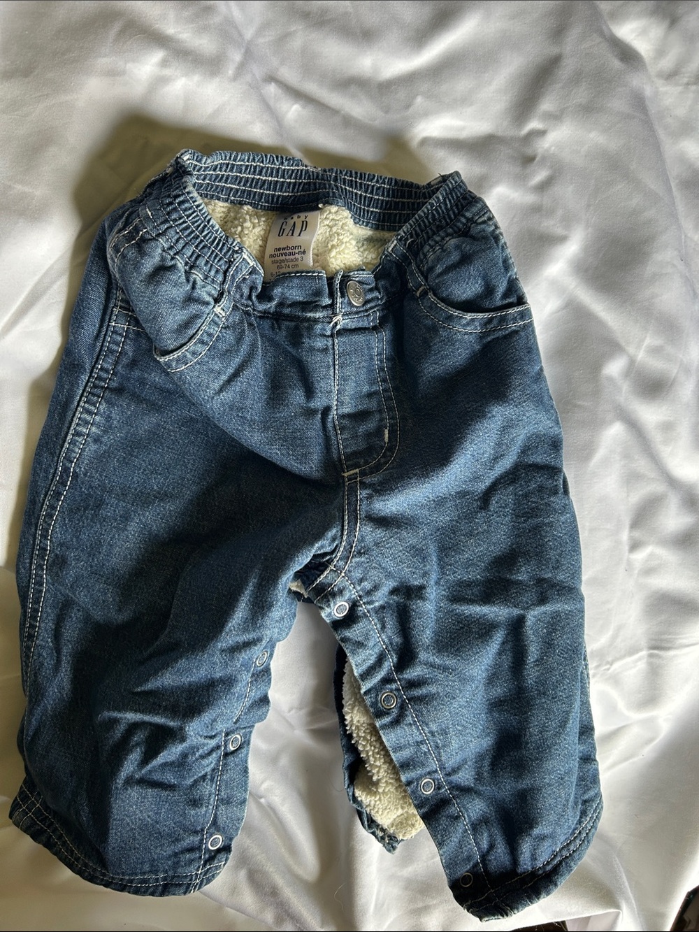 GAP Toddler Blue Denim Pants with Sherpa Lining